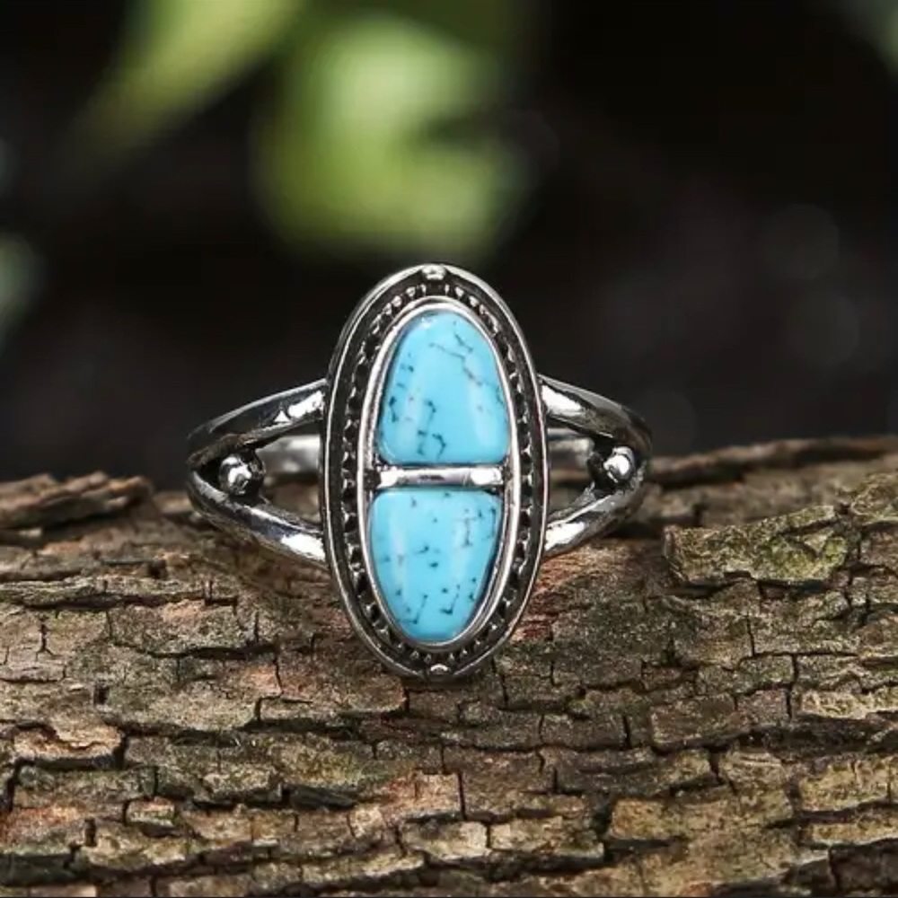 New Natural Blue Turquoise Navajo Genuine Silver Handmade OOAK Ring - Picture 3 of 16
